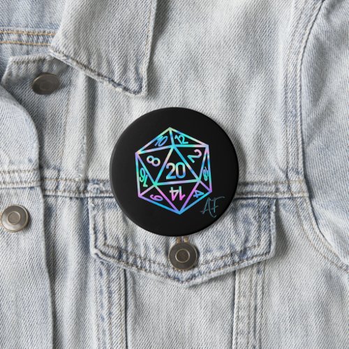 RPG Crit AF  Holo Retro PnP Tabletop Gamer Dice Button