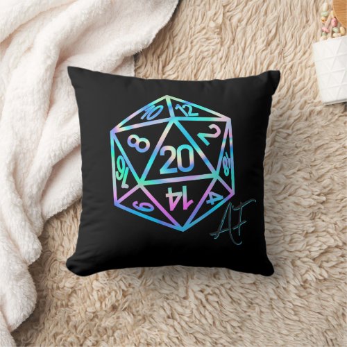 RPG Crit AF  Holo Retro PnP Tabletop Gamer Dice Throw Pillow