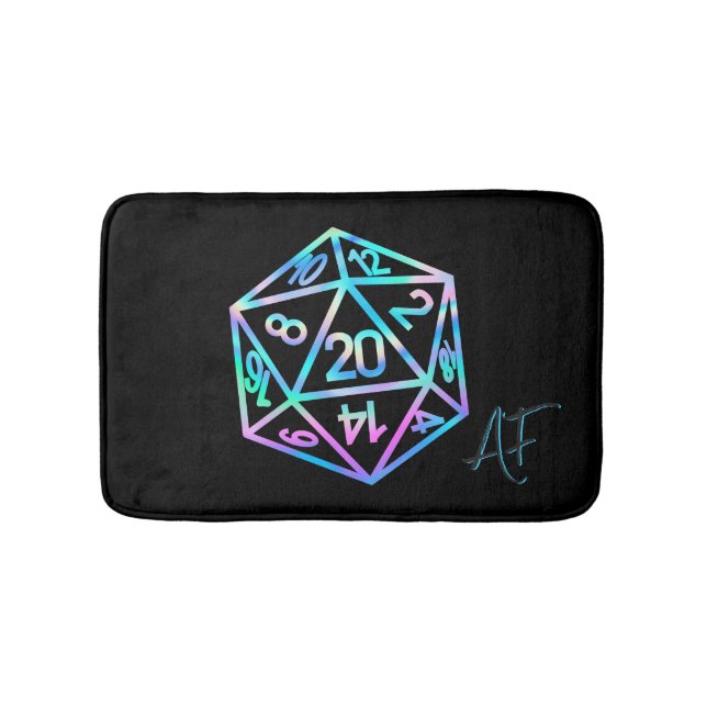 RPG Crit AF | Holo Retro Tabletop Roleplayer Dice Bath Mat (Front)
