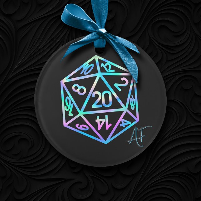 RPG Crit AF | Holo Retro Tabletop Roleplayer Dice Ornament (Creator Uploaded)