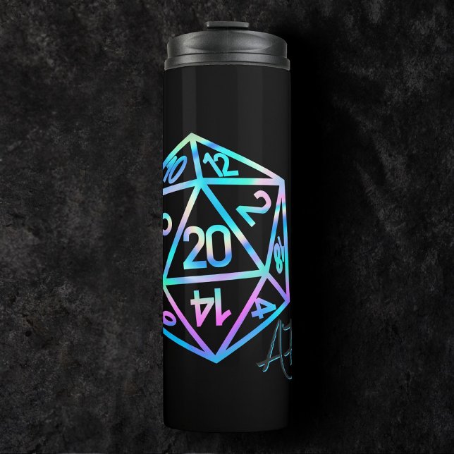 RPG Crit AF | Holo Retro Tabletop Roleplayer Dice Thermal Tumbler (Creator Uploaded)