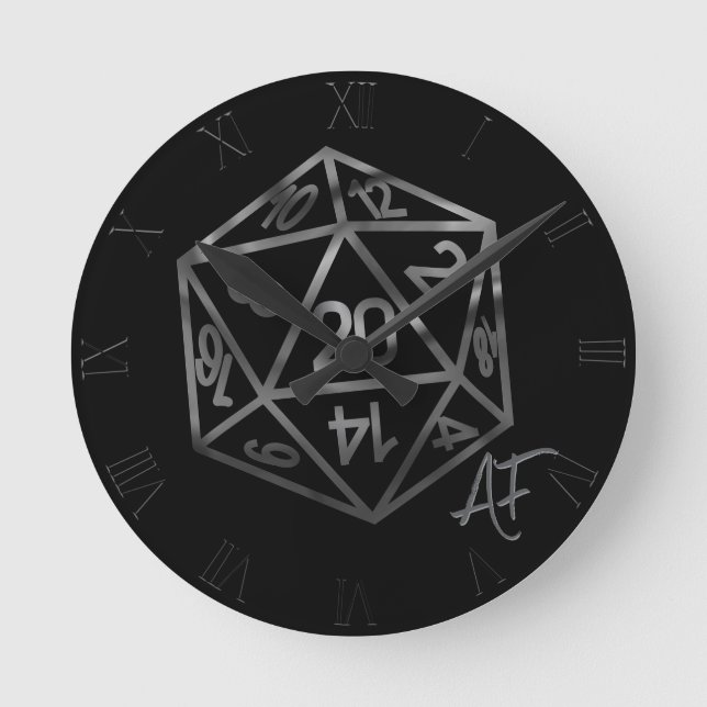 RPG Crit AF | Old School Tabletop Roleplayer Dice Round Clock (Front)