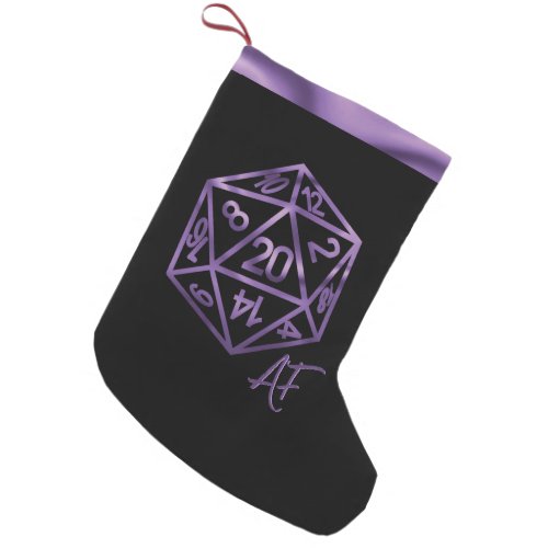 RPG Crit AF  Purple Fantasy Tabletop Gamer Dice Small Christmas Stocking