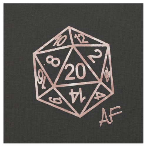 RPG Crit AF  Rosegold Tabletop Roleplayer Dice Fabric