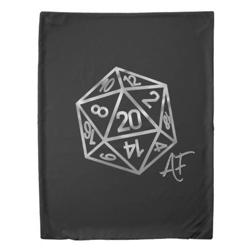 RPG Crit AF  Silver Fantasy Tabletop Gamer Dice Duvet Cover