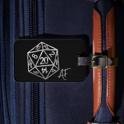 RPG Crit AF  Silver Fantasy Tabletop Gamer Dice Luggage Tag