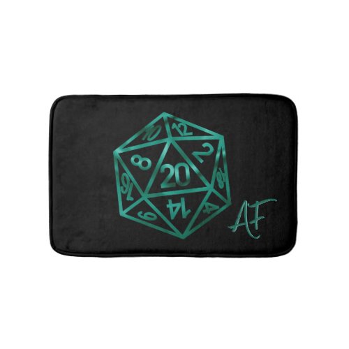 RPG Crit AF  Teal Fantasy PnP Tabletop Gamer Dice Bath Mat