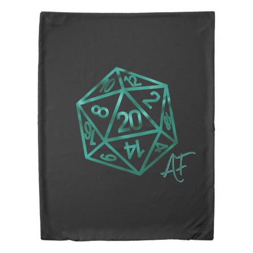 RPG Crit AF  Teal Fantasy PnP Tabletop Gamer Dice Duvet Cover