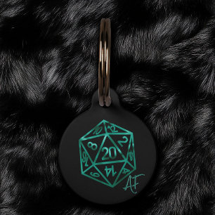 RPG Crit AF Teal Fantasy Tabletop PnP Gamer Dice Pet ID Tag
