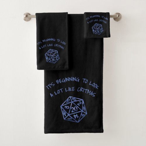 RPG Critmas  Blue Fantasy Tabletop Gamer Dice Bath Towel Set