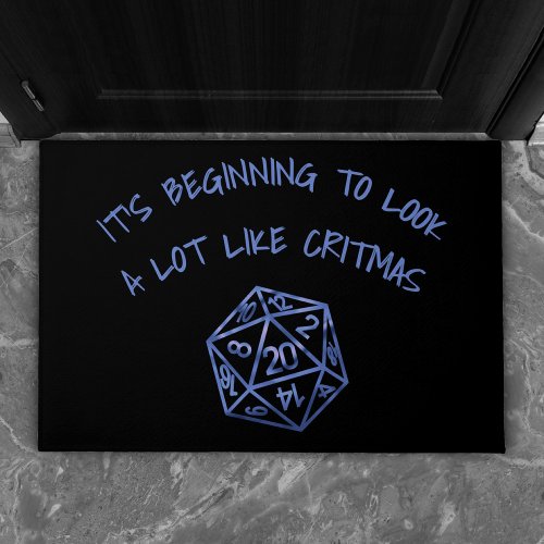 RPG Critmas  Blue Fantasy Tabletop Gamer Dice Doormat