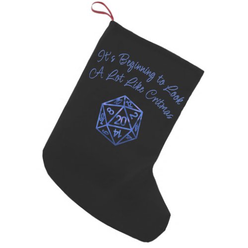 RPG Critmas  Blue Fantasy Tabletop Gamer Dice Small Christmas Stocking