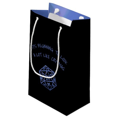 RPG Critmas  Blue Fantasy Tabletop Gamer Dice Small Gift Bag