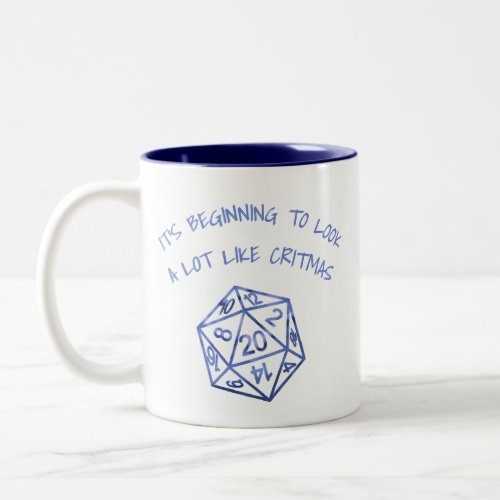 RPG Critmas  Blue Fantasy Tabletop Gamer Dice Two_Tone Coffee Mug