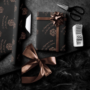 RPG Critmas   Copper Fantasy Tabletop Gamer Dice Wrapping Paper