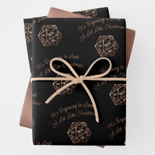 RPG Critmas Copper Tabletop PnP Roleplayer Dice Wrapping Paper Sheets