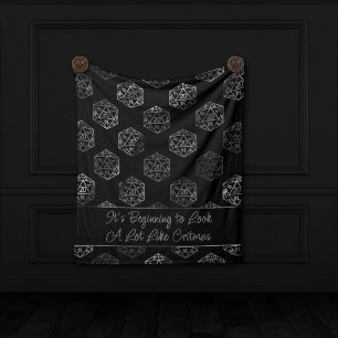 RPG Critmas Fantasy Tabletop Retro Gamer Dice Fleece Blanket