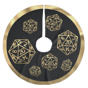 RPG Critmas   Gold Fantasy Tabletop Gamer Dice Brushed Polyester Tree Skirt