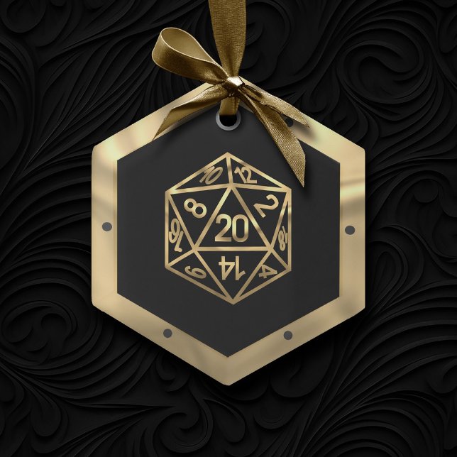 RPG Critmas | Gold Fantasy Tabletop Gamer Dice Glass Ornament (Creator Uploaded)