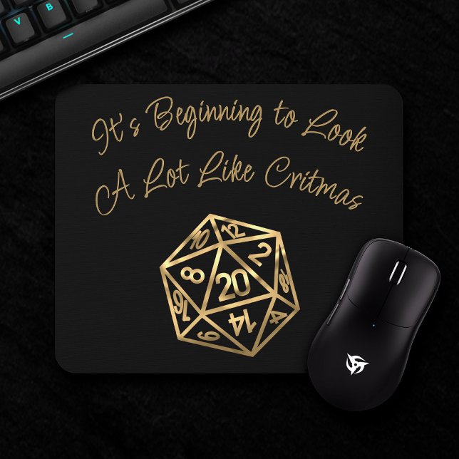 RPG Critmas | Gold Fantasy Tabletop Gamer Dice Mouse Pad (Creator Uploaded)