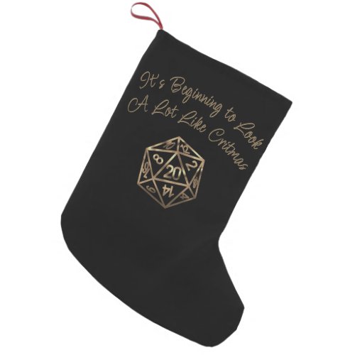 RPG Critmas Gold  Fantasy Tabletop Gamer Dice Small Christmas Stocking