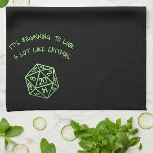 RPG Critmas Green  Fantasy Tabletop Gamer Dice Kitchen Towel