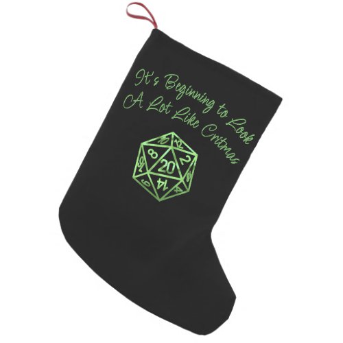 RPG Critmas Green  Fantasy Tabletop Gamer Dice Small Christmas Stocking