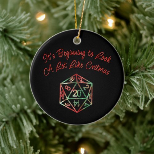 RPG Critmas Holiday  Red and Green Christmas Dice Ceramic Ornament