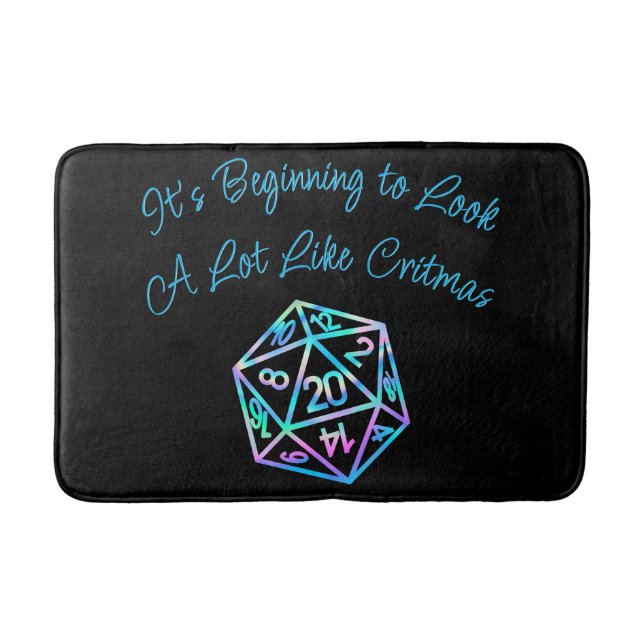 RPG Critmas | Holo Fantasy Tabletop Gamer Dice Bath Mat (Front)