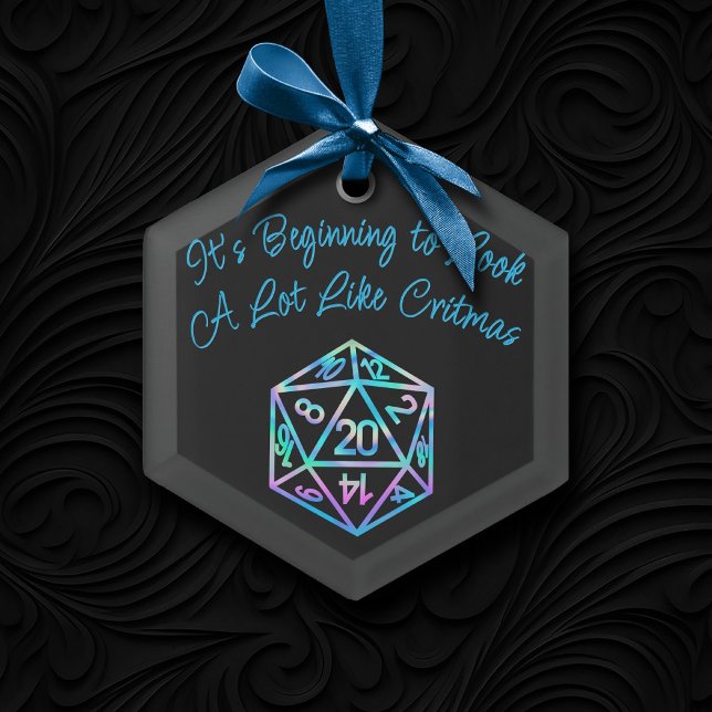 RPG Critmas | Holo Fantasy Tabletop Gamer Dice Ceramic Ornament (Creator Uploaded)