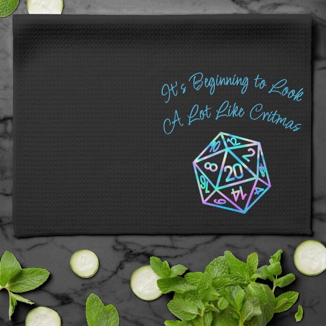 RPG Critmas | Holo Fantasy Tabletop Gamer Dice Kitchen Towel (Creator Uploaded)