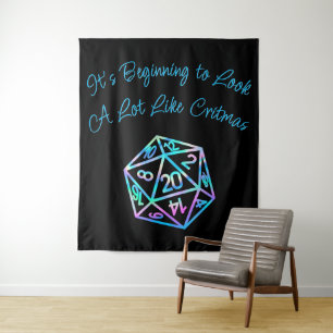 RPG Critmas   Holo Fantasy Tabletop Gamer Dice Tapestry