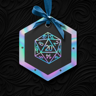 RPG Critmas Holo Fantasy Tabletop PnP Gamer Dice Glass Ornament