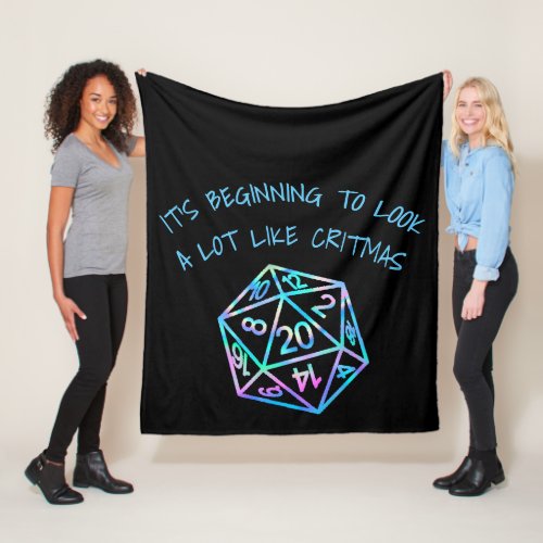 RPG Critmas  Holo Retro PnP Tabletop Gamer Dice Fleece Blanket