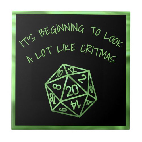 RPG Critmas  Lime Fantasy Tabletop Gamer Dice Ceramic Tile