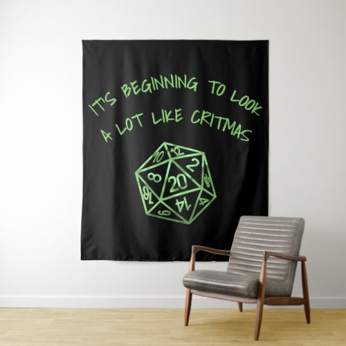 RPG Critmas  Lime Fantasy Tabletop Gamer Dice Tapestry