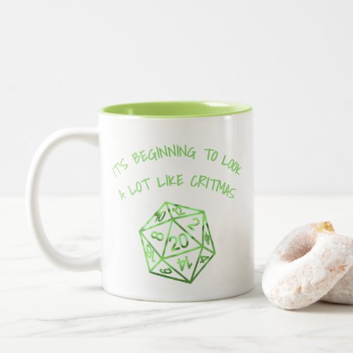 RPG Critmas  Lime Fantasy Tabletop Gamer Dice Two_Tone Coffee Mug