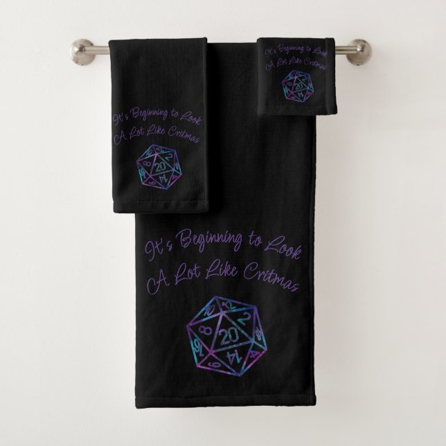 RPG Critmas | Nebula Fantasy Tabletop Gamer Dice Bath Towel Set (Insitu)