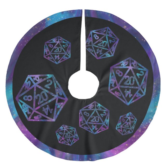 RPG Critmas | Nebula Fantasy Tabletop Gamer Dice Brushed Polyester Tree Skirt (Front)