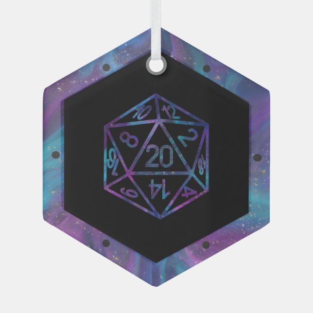 RPG Critmas | Nebula Fantasy Tabletop Gamer Dice Glass Ornament (Front)