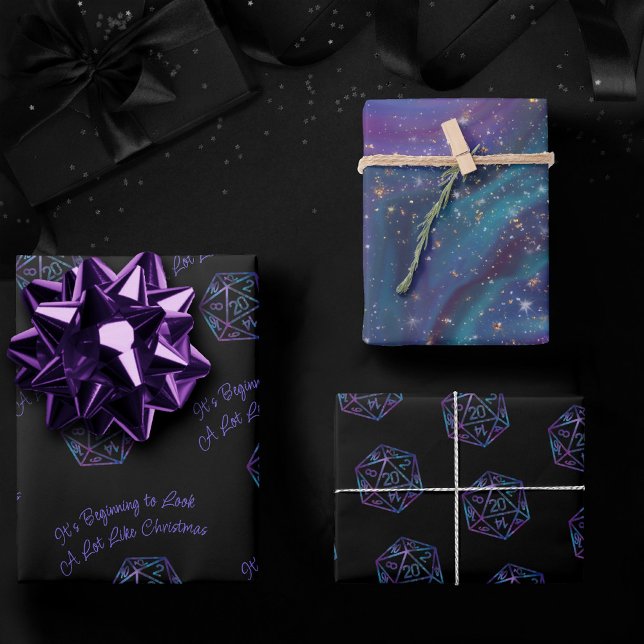 RPG Critmas | Nebula Fantasy Tabletop Gamer Dice Wrapping Paper Sheets (Creator Uploaded)