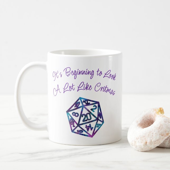 RPG Critmas | Nebula Tabletop PnP Roleplayer Dice Coffee Mug (With Donut)