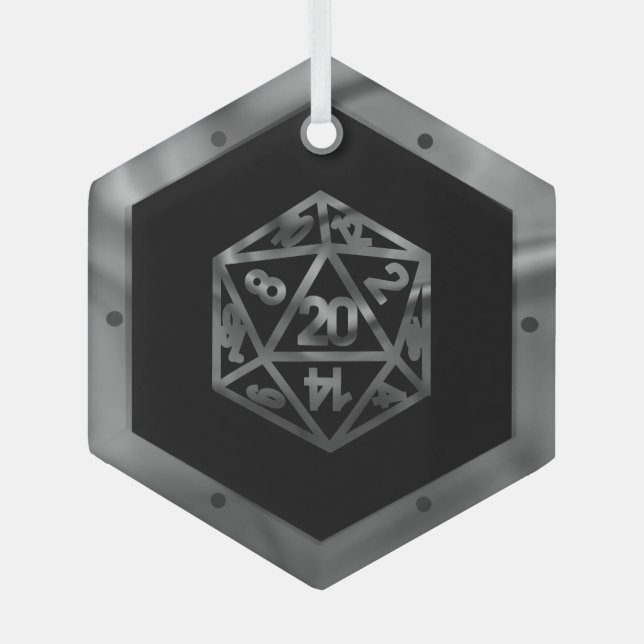 RPG Critmas | Old School Tabletop Roleplayer Dice Glass Ornament (Front)