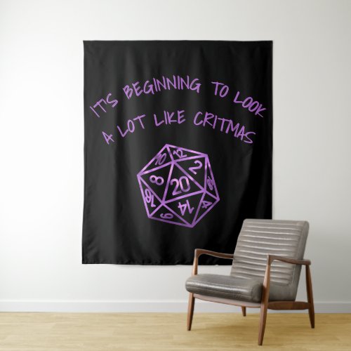 RPG Critmas  Purple Fantasy Tabletop Gamer Dice Tapestry