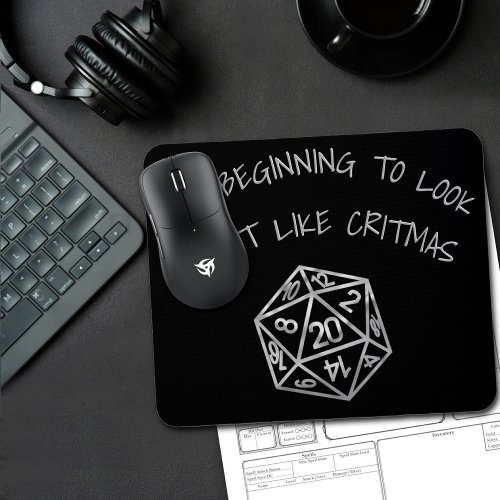 RPG Critmas Silver  Fantasy Tabletop Gamer Dice Mouse Pad