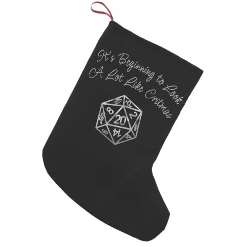 RPG Critmas  Silver Fantasy Tabletop Gamer Dice Small Christmas Stocking