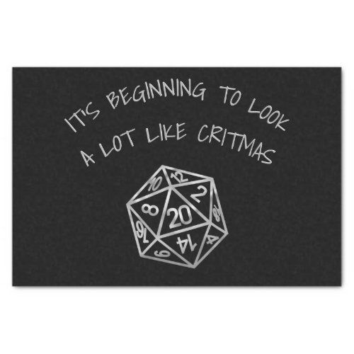 RPG Critmas  Silver Fantasy Tabletop Gamer Dice Tissue Paper