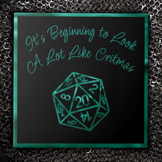 RPG Critmas | Teal Green Tabletop Retro Gamer Dice Ceramic Tile (Creator Uploaded)