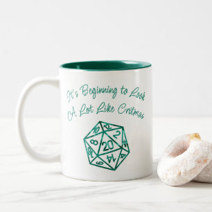 RPG Critmas Teal Green Tabletop Retro Gamer Dice Two-Tone Coffee Mug