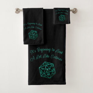 RPG Critmas   Teal Green Tabletop Roleplayer Dice Bath Towel Set